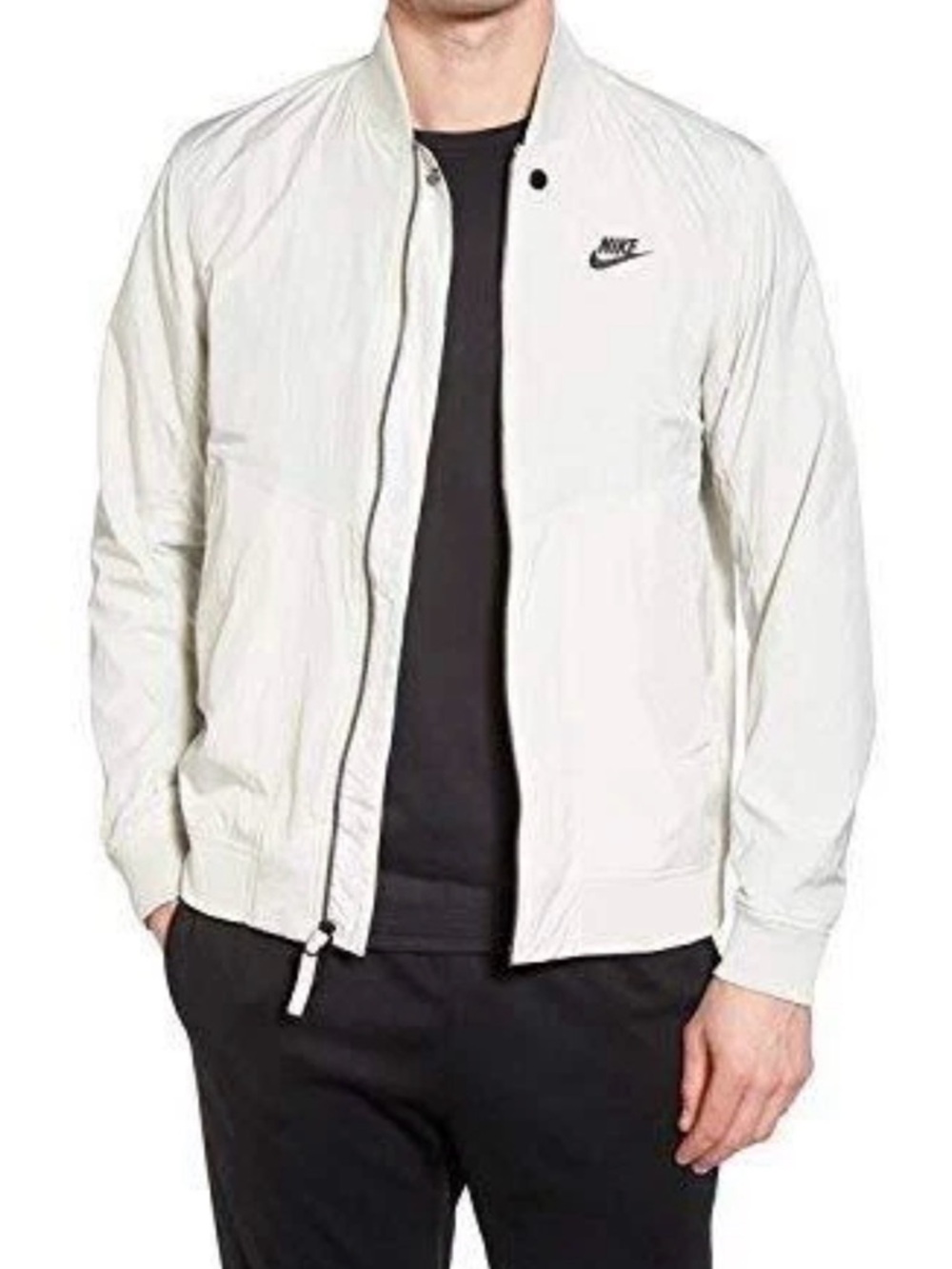 Nike Sportswear Bomber Jacket Light Bone Woven Varsity Zip Jacket Men’s XL